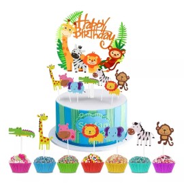 CONEJO MODA Decoración Pastel La Selva Animales Letrero Feliz Cumpleaño