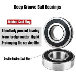 10 Pcs 6000-2RS Ball Bearings,Bearing Steel, Double Rubber& High RPM Support, Sealed Miniature Deep Groove Ball Bearings.