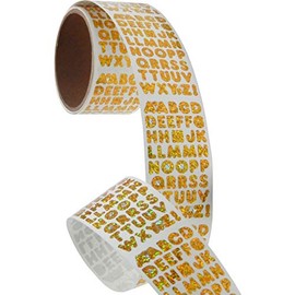 JILLSON & ROBERTS Bulk Roll Prismatic Stickers, Gold Alphabets (50 Repeats)