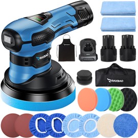 Cordless Polisher 2x2000mAh 21V Batteries,21pcs Attachments & 6 inch Car Buffer Polisher for Car Detailing 6 Variable Speed to 4500OPM Car Buffers and Polishers Kit for Polishing/Waxing