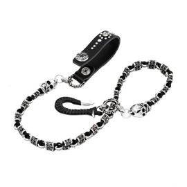UNIQSUM Cross Skull Charms Braided leather Wallet chain Biker Punk Key chain With hook snap closure SJ11S