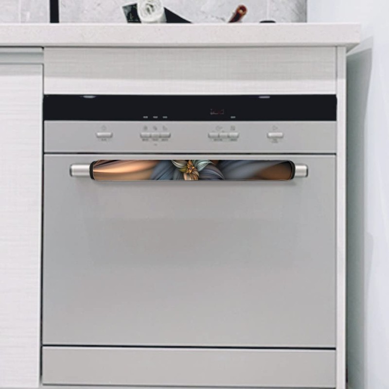 NETILGEN Refrigerator Door Handle Covers, Brown Flower Fridge Handle Cover,