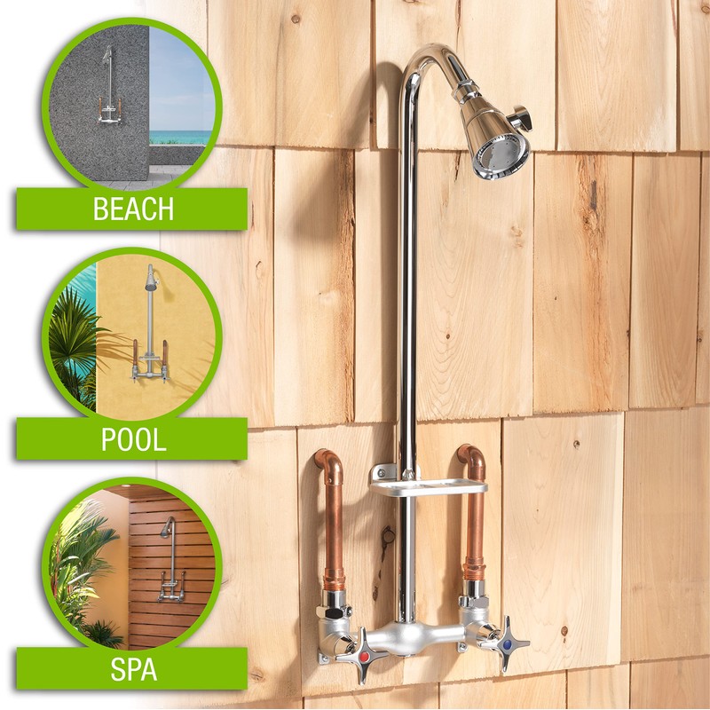 Homewerks 3070-252-BN-B-WS Outdoor Shower Kit with Soap Dish, Corrosion, Rust
