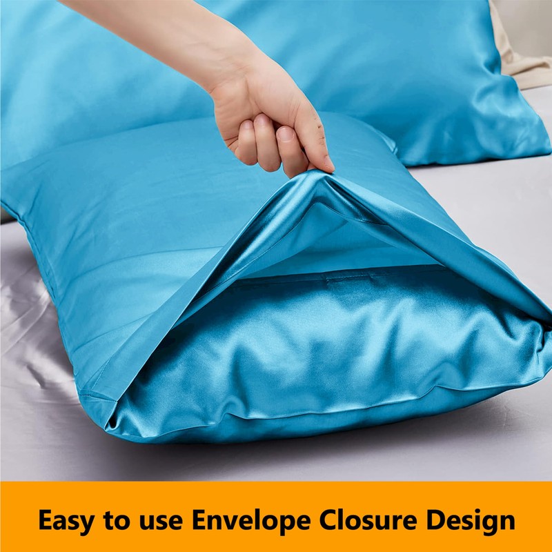 My home store Teal Blue Satin Pillowcase 2 Pack -