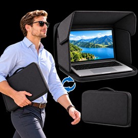 Foldable Laptop Sun Shade for Outdoor Work – Portable Privacy Hood and Carrying Case for 14–16 Inch Laptops