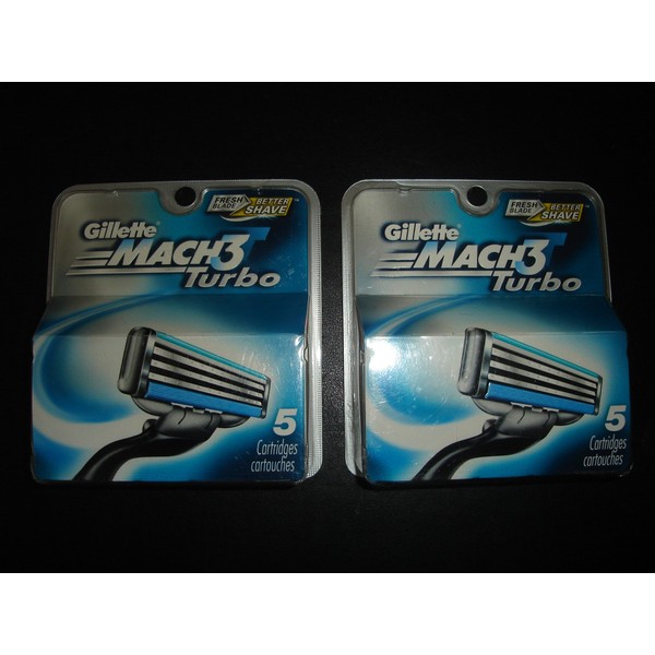 Gillette Mach3 Turbo-Gillette Refill Cartridges, 5ct (2 Pack)