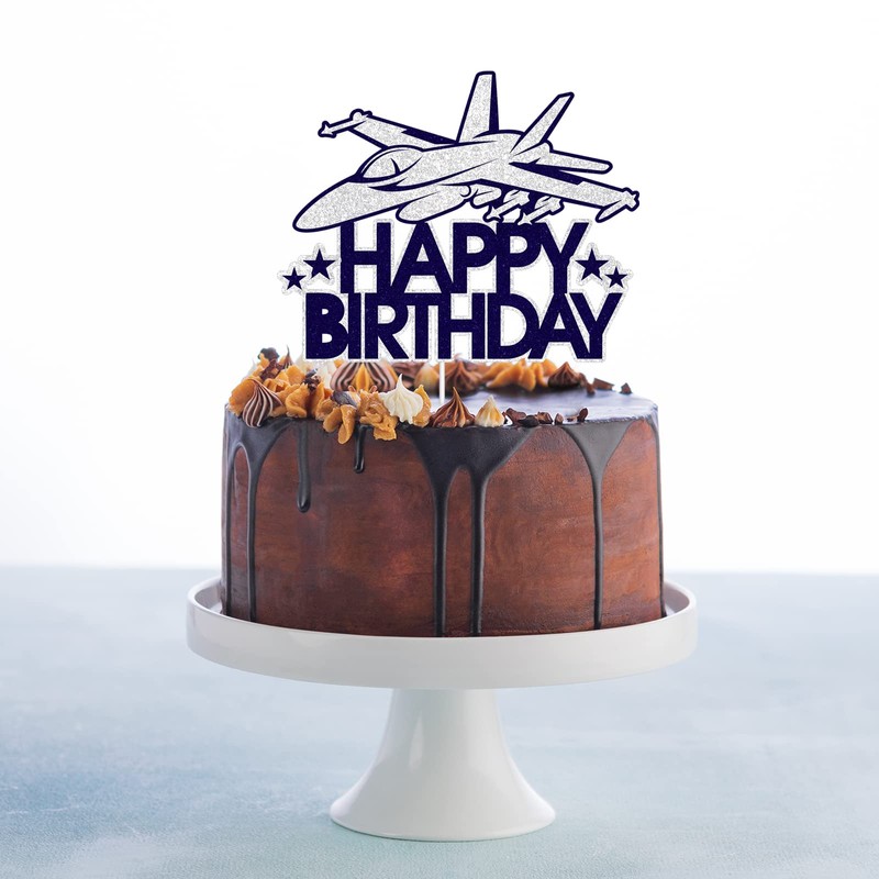 Decoración para tarta de cumpleaños con purpurina azul