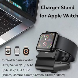 sartyee Stand Charging Dock Holder for All iWatch, Cellphone Desk Stand 2 in1, Aluminum Alloy, for Watch Ultra/Series 9/8/7/6/5/4/3/2/1, SE/ SE2, 49mm/ 45mm/ 44mm/ 42mm/ 41mm/ 38mm, Phone
