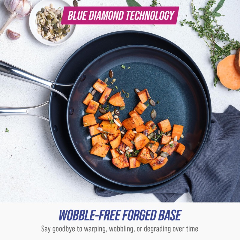 Blue Diamond Cookware Hard Anodized Ceramic Nonstick, 10" and 12"