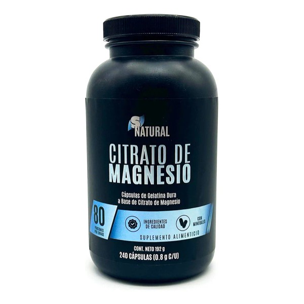 Citrato de Magnesio 240 Cápsulas SNatural | Suplemento Mineral para