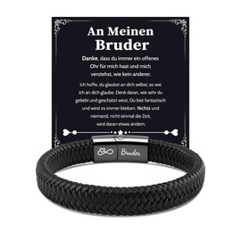 VU100 Ich Liebe Dich Gifts for Men, An Meinen Sohn/Mann/Papa/Bruder Leather Bracelet Men's with Engraving Birthday Christmas Gift for Him Boyfriend Husband Boys Valentine's Day Anniversary Gift