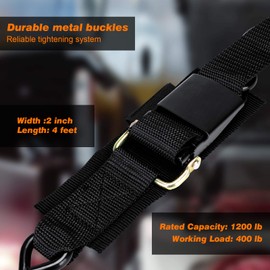 WELLUCK Boat Trailer Transom Tie Downs Straps 1200 LBS, 2" x 4' Adjustable Boat Buckle Transom Tie Downs to Trailer, Marine, Jet ski, Pontoon, with Quick Release Buckle & Anti-Scratch Hooks | WELLUCK