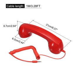 sourcing map 3.5mm Retro Telephone Handset Phone Telephone Receiver for Microphone Speaker Smooth Red