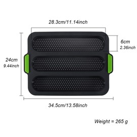 Molde de silicona para baguette, antiadherente, 3 ondas, pan de tostada francesa, charola para hornear, moldes de silicona perforados, molde para pan, molde para hornear pasteles, cocina