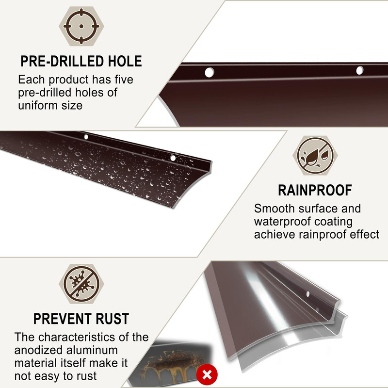 2PCS 40inch Brown Door Rain Drip Guard for Windows Drip