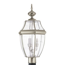 Generation Lighting 8239-965 Lancaster Traditional Three - Light Outdoor Light Post Outside Fixture, Antique Brushed Nickel Finish, 1-Light, cETL Listed, Safety Rated for Wet Locations