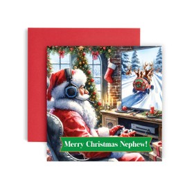 Huxters Christmas Cards for Newphew Teenage Boys – Santa Gamer Gaming Happy Christmas Card for him Son Grandson or Nephew Christmas card (Nephew)