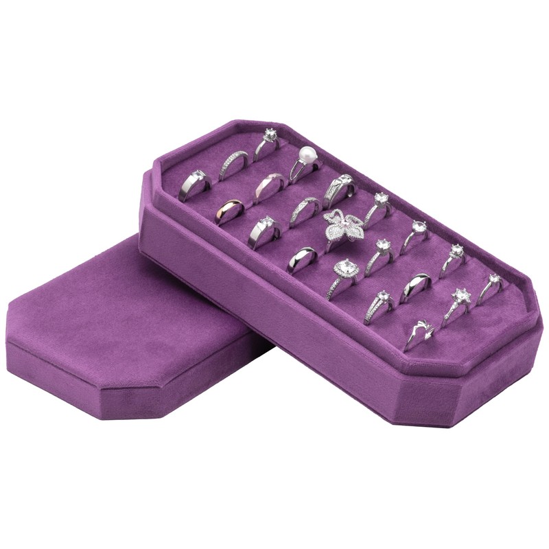 Velvet Ring Organizer Display Tray Jewelry Box Earring Holder Case