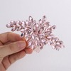 Teyglen Full Pink Rhinestone Crystal Wedding Hair Comb Bridal Flower