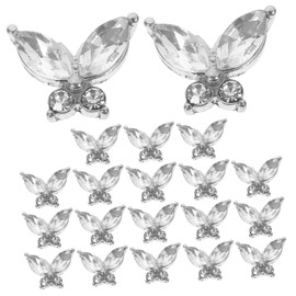 SAFIGLE 20pcs Crystal Butterfly Nail Charms for Manicure Art 3D Nail Decorations for Women for and DIY Craft