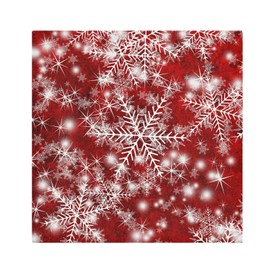 Christmas Fabric Napkins, Christmas Background with Snowflakes, Red, Pack of 6, Washable, Reusable, Polyester Table Napkins for Family Dinners, Party