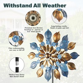 Decoroca Outdoor Wind Spinner for Garden and Yard - 72in Retro Aesthetic Metal Wind Sculptures, 360 Degrees Kinetic Windmill Catchers，for Holiday Decoration Gifts