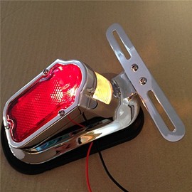 XKMT-Chromed Heavy Metal Aluminum Red Tombstone Brake Tail Light Signal Compatible With Motorcycle Bike [B00YYL7UEK]