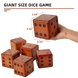 SpexDarxs 3.5’’ Giant Yard Dice Set, Large Wooden Dices Game with Scoreboard & Carrying Bag, Indoor & Outdoor Backyard Lawn Games for Adult and Family