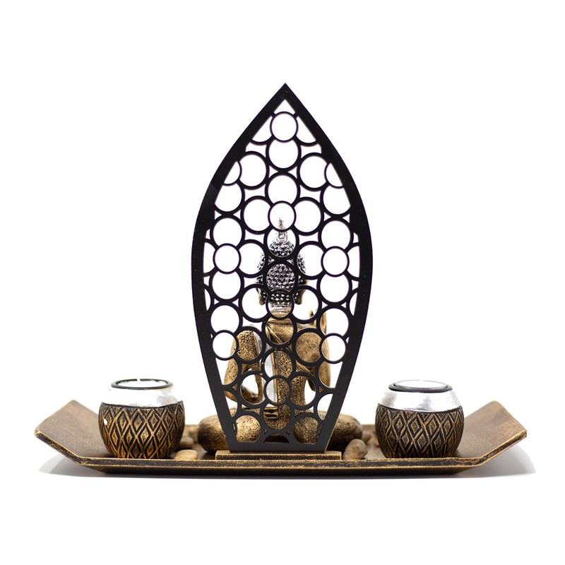 Set of 2 Buddha Tea Light Holders for Meditation, Relaxation