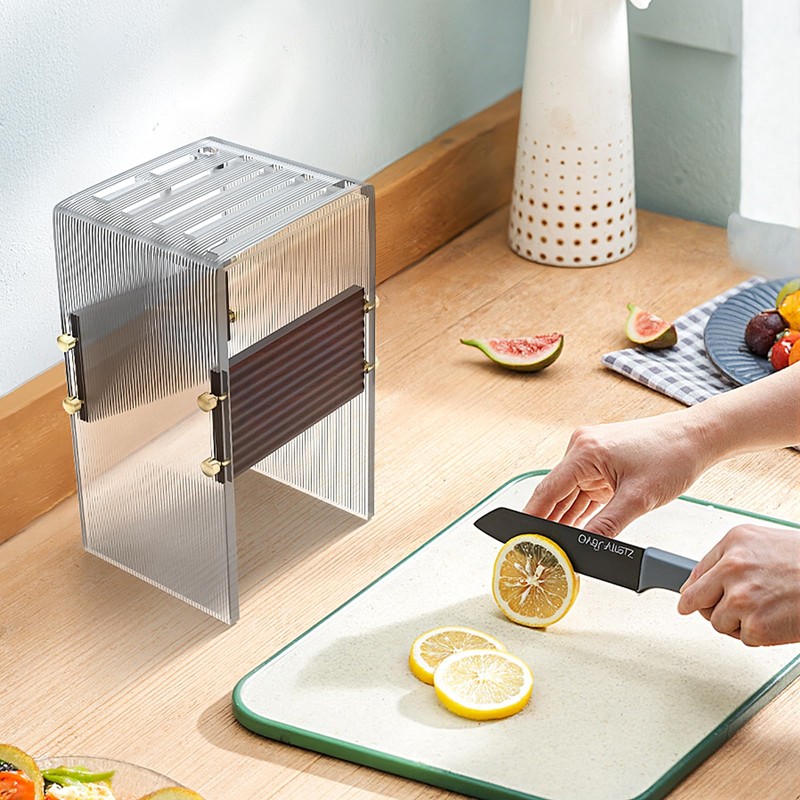 Acrylic Knife Block Holder, Display Stand with Transparent Striped, Kitchen