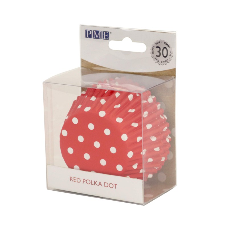 PME Red Polka Dot Cupcake Cases, Foil Lined, Pk/30, BC820