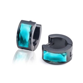 Puente Hoop Earrings, Stainless Steel, Men's, Women's, Ring Earrings, Silver, Black, Ring, Hoop, Diamond-cut Stone, Binaural Set, Thick, Stainless Steel Earrings, Men's Earrings, Stainless Steel