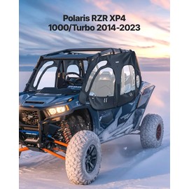 VEVOR Cab Enclosure Upper Doors, Compatible with Polaris RZR XP4 1000/Turbo 2014-2023, Soft Upper Doors, Windproof Upgraded Zipper UTV Soft Side Window Kit, Work with Side Mirrors and Windshields