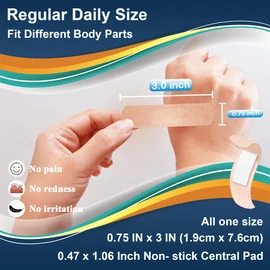 Hysimedy Silicone Bandages for Sensitive Fragile Skin Assorted Sizes 60 Count Flexible Fabric Latex Free Hypoallergenic Breathable Variety Pack Bandages Painless Removal for Geriatric and Children