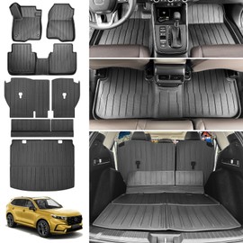 HUYINPJ Floor Mat Compatible with 2023-2025 Honda CRV Hybrid Upper Deck for 2023 2024 Honda CR-V Accessories Cargo Tray All Weather Replacement (Trunk Mat+Backrest Mat+Floor mat)