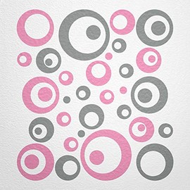 WANDfee® Wall Tattoo, Circles, Dots, 50 Stickers, Colour Choice For Children's Bedroom, Living Room, Hallway, Bathroom, Kitchen, Tile Stickers, grey
