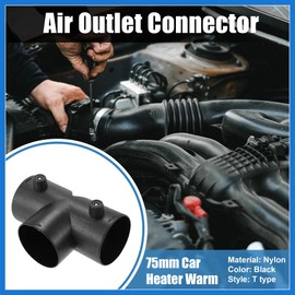 VekAuto 75mm Car Heater Warm 3 Way Elbow Pipe T Shape Outlet Connector Auto Accessories