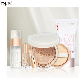 ESPOIR Protailor Be Glow Cushion New Class With Concealer + Setting Fixer + Suncream Set 5items [Golden Hour Edition], Cushion#$%Suncream:Vanilla-Ceramide