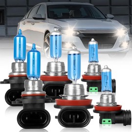 NSDXCT Fit For Honda Accord 2013-2015 Coupe 2008-2012 Halogen Headlight Bulbs 9005 High Beam+H11 Low Beam+H11 Fog Light Bulbs Front Light, Super Bright Car Headlight Replacement Bulb, 6PCS