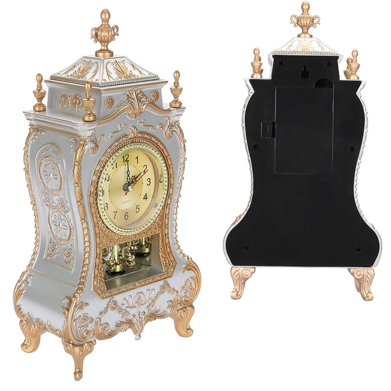 Beufee Vintage Table Clock, Rustic Vintage Style Plastic Shelf Clock