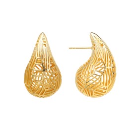 ORICHORE Geometric Hollow Teardrop 18K Gold Plated Stud Earrings/Fashion Hollow Women's Gold Earrings