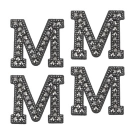 uxcell 10 Pcs Iron on Letter Patches, Letter M Rhinestone Alphabet Applique Rhinestone Pearl English Letter Sewing Patches for Clothing Hats Jeans Shoes DIY Craft, Black