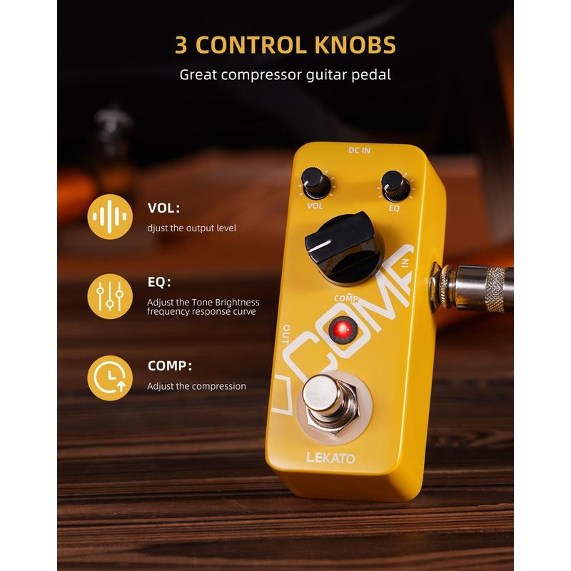 LEKATO Electric Guitar Bass Effect Pedal,Distortion/Pitch Box/Overdrive/Looper/Drummer/Noise Killer/Delay/Compressor Mini Pedal