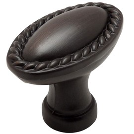 Cosmas 4116ORB Oil Rubbed Bronze Rope/Scroll Cabinet Hardware Oval Oblong Knob