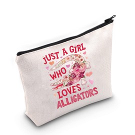 LEVLO Funny Alligator Cosmetic Bag with Zipper Closure Gift for Animal Lovers Gift for Women Girls, Who Loves Alligators