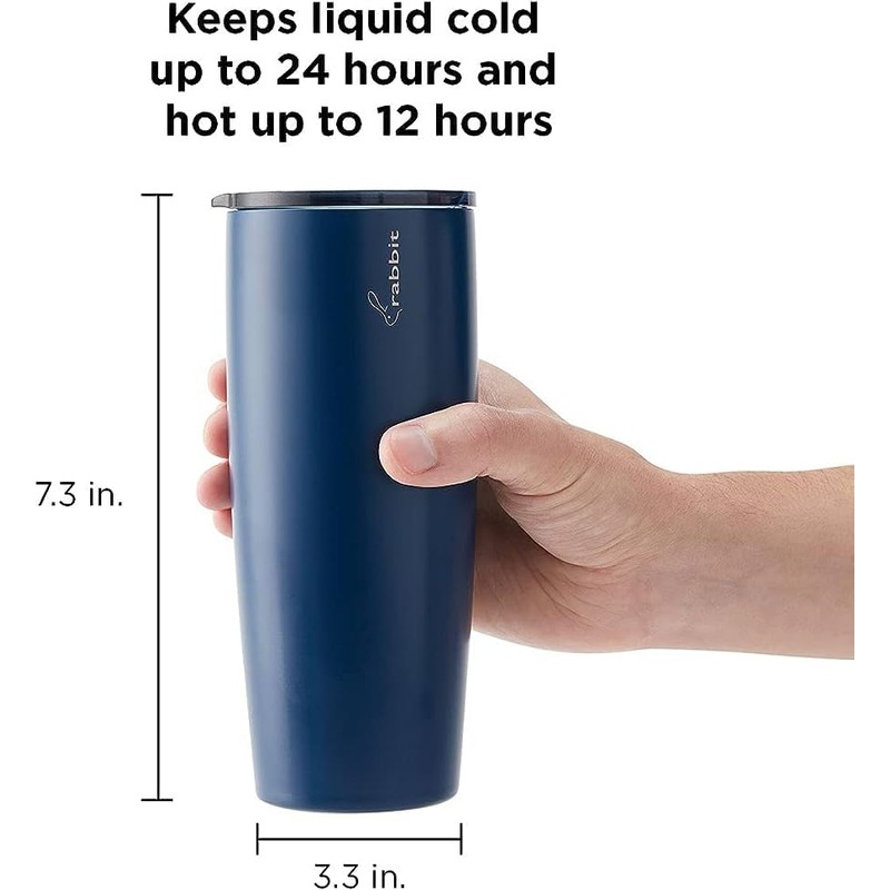 Rabbit Double Walled Stainless Steel Tall Tumbler, Includes Splash-Free Sliding