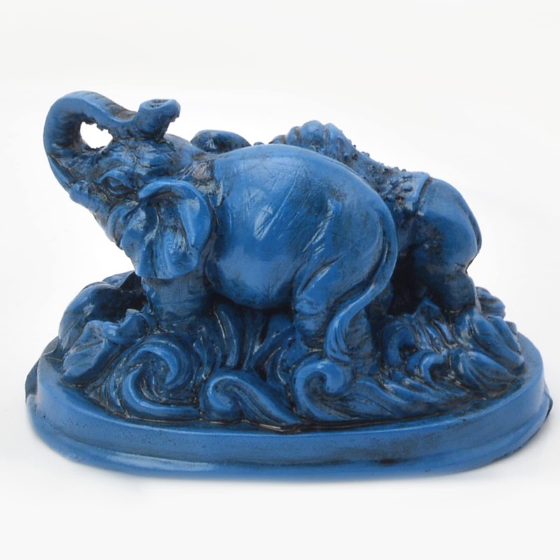 YISHUI Feng Shui C1008 Figurine Goods, Blue, Elephant and Rhinoceros,