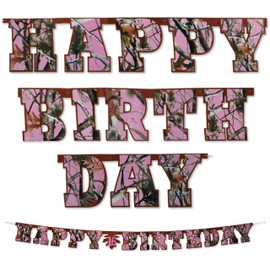 Havercamp Pink Camo Happy Birthday Banner 8-Foot Long in Next Vista Pattern