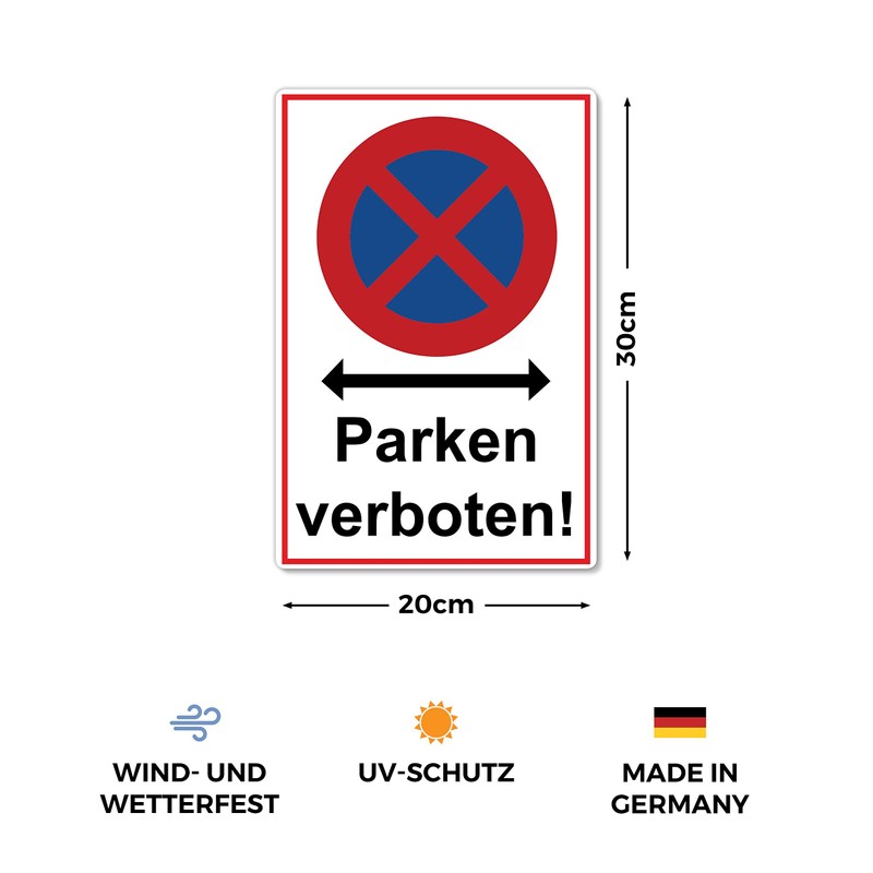 Strobo Absolutes halteverbot Parken verboten Sign, 20 x 30 cm,