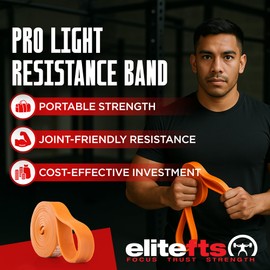 EliteFTS Pro Resistance Band - Boost Core Stability and Flexibility with This Portable, Joint-Friendly Tool - 41" Long (PRO Light Resistance Band, Orange) (Single)